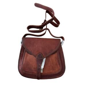 Komal’s Passion New Handmade Saddle Leather Crossbody Bag